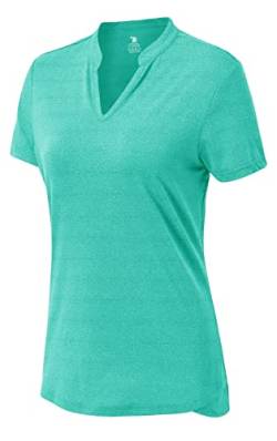 YSENTO Damen Laufshirt Kurzarm Sport Funktionsshirt atmungsaktive V-Ausschnitt Sportbekleidung Yoga Gym Shirts(Hellblau,XS) von YSENTO