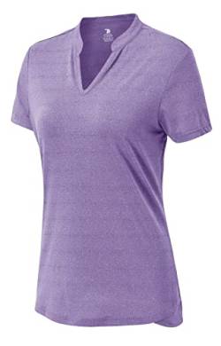 YSENTO Damen Laufshirt Kurzarm Sport Funktionsshirt atmungsaktive V-Ausschnitt Sportbekleidung Yoga Gym Shirts(Violett,2XL) von YSENTO