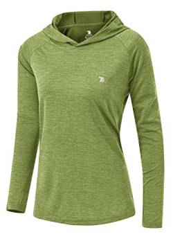 YSENTO Damen Outdoor Wandershirt Atmungsaktive Leicht Sport Langarmshirt Laufshirt Pullover Yoga Training T-Shirt Tops(Grün,S) von YSENTO