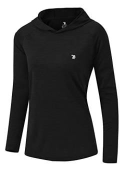 YSENTO Damen Outdoor Wandershirt Atmungsaktive Leicht Sport Langarmshirt Laufshirt Pullover Yoga Training T-Shirt Tops(Schwarz,XS) von YSENTO