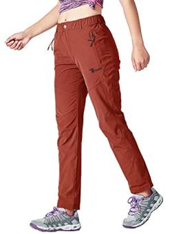 YSENTO Damen Outdoorhose Wanderhose Quick Dry Atmungsaktiv Leicht Camping Arbeitshose Trekkinghose mit Taschen(Weinrot,L) von YSENTO