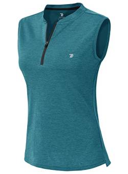 YSENTO Damen Poloshirt Ärmelloses Golf Tennis Shirt Quick Dry Leicht Sport Oberteile Polohemd Tanktops mit Kragen(Dunkelblau,M) von YSENTO