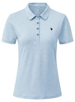 YSENTO Damen Poloshirt Kurzarm Golf Shirt Leicht Polohemd Atmungsaktives Sport Oberteil Funktion Tennis Shirt(Baby blau,L) von YSENTO