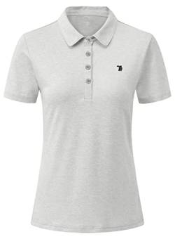 YSENTO Damen Poloshirt Kurzarm Golf Shirt Leicht Polohemd Atmungsaktives Sport Oberteil Funktion Tennis Shirt(Hellgrau,M) von YSENTO