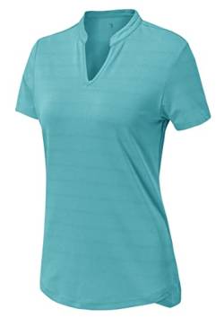 YSENTO Damen Sport Shirt Kurzarm Laufshirt Funktionsshirt Atmungsaktive Schnell Trockened Gym Yoga Tennis Tops(Aqua Blue,XL) von YSENTO