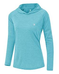 YSENTO Damen Sport Shirt Langarm Laufshirt Leicht Puli Hoodies Sweatshirts Yoga UV Schutz Wandershirt(Hellblau,S) von YSENTO