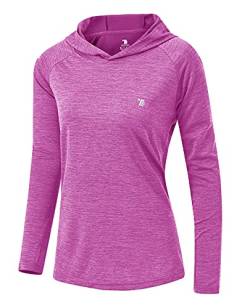 YSENTO Damen Sport Shirt Langarm Laufshirt Leicht Puli Hoodies Sweatshirts Yoga UV Schutz Wandershirt(Lila,M) von YSENTO