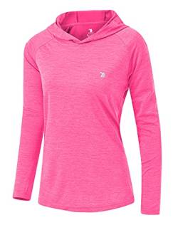 YSENTO Damen Sport Shirt Langarm Laufshirt Leicht Puli Hoodies Sweatshirts Yoga UV Schutz Wandershirt(Rosenrot,L) von YSENTO
