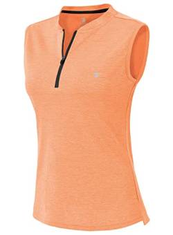 YSENTO Damen Sport T-Shirt Ärmelloses Golf Poloshirt Schnell Trocken Laufshirt Yoga Gym Oberteile Tank Top(Hell orange,S) von YSENTO