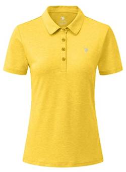 YSENTO Damen Sport T-Shirt Golf Poloshirt Atmungsaktiv Sommer Polohemd Tennis Shirts mit Kragen(Gelb,L) von YSENTO