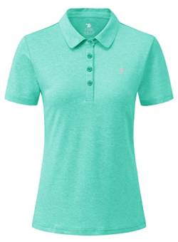 YSENTO Damen Sport T-Shirt Golf Poloshirt Atmungsaktiv Sommer Polohemd Tennis Shirts mit Kragen(See grün,S) von YSENTO
