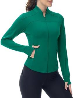 YSENTO Damen Sportjacke Laufjacke Funktionsjacke Wanderjacke Leicht Langarm Yoga Gym Sport Oberteil Atmungsaktive mit Daumenloch(Aqua,M) von YSENTO