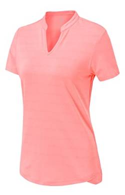 YSENTO Damen Sportshirt Kurzarm V-Ausschnitt Laufshirt Atmungsaktiv Leicht Schnell Trocken Yoga Gym T-Shirt Funktionsshirt(Rosa,M) von YSENTO