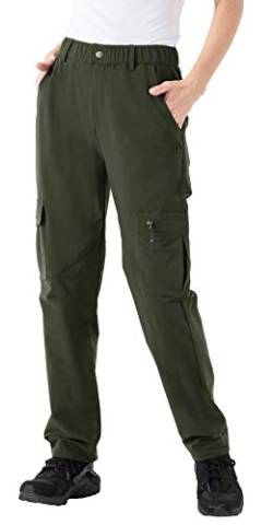 YSENTO Damen Wanderhose Outdoorhose Wasserdicht Arbeitshose Atmungsaktiv Leicht Funktionshose Sommer Softshellhose(Armeegrün,L) von YSENTO