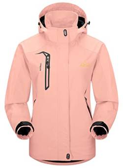 YSENTO Damen Wanderjacke Wasserdicht Outdoor Jacke Leicht Windbreaker Übergangsjacke Regenjacke Softshell Funktionsjacke(Rosa,M) von YSENTO