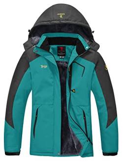 YSENTO Damen Winterjacke Wasserdicht Skijacke Outdoor Softshelljacke Warm Fleecejacke Funktionsjacke mit Abnehmbarer Kapuze(Blau,M) von YSENTO