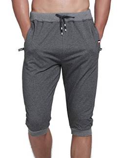 YSENTO Herren-Caprihose aus Baumwolle, lässig, 3/4-Hose mit Reißverschluss, Herren, 01 Dunkelgrau, 36 von YSENTO