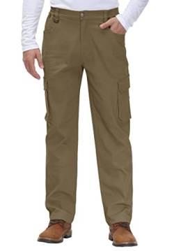 YSENTO Herren Cargohose Männer Arbeitshosen Stretch Chino Kargohosen Vintage Baggy Hosen Baumwolle(Braun,32) von YSENTO