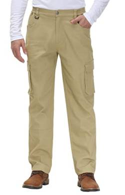 YSENTO Herren Cargohose Männer Arbeitshosen Stretch Chino Kargohosen Vintage Baggy Hosen Baumwolle(Khaki,32) von YSENTO