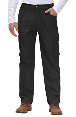 YSENTO Herren Cargohose Männer Arbeitshosen Stretch Chino Kargohosen Vintage Baggy Hosen Baumwolle(Schwarz,32) von YSENTO