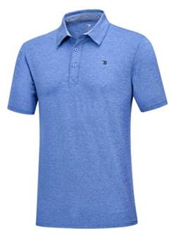 YSENTO Herren Golf Poloshirt Kurzarm Polohemd Sport Tennis Running Freizeit Einfarbig T-Shirts mit Polokragen(Blau,M) von YSENTO