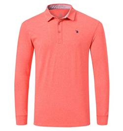 YSENTO Herren Golf Poloshirt Langarm Outdoor Winter Fleece Sport Freizeit Polo Kragen Polohemd T-Shirt(Orange,S) von YSENTO