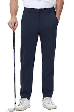 YSENTO Herren Golf Stretchhose Slim-Fit Leichte Elastische Taille Casual Sporthose Golfhose Lang mit Taschen(Marine,40) von YSENTO