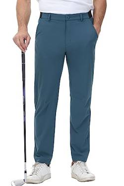 YSENTO Herren Golf Stretchhose Slim-Fit Leichte Elastische Taille Casual Sporthose Golfhose Lang mit Taschen(Marineblau,32) von YSENTO