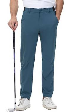 YSENTO Herren Golf Stretchhose Slim-Fit Leichte Elastische Taille Casual Sporthose Golfhose Lang mit Taschen(Marineblau,36) von YSENTO