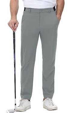 YSENTO Herren Golf Stretchhose Slim-Fit Leichte Elastische Taille Casual Sporthose Golfhose Lang mit Taschen(Mittelgrau,40) von YSENTO