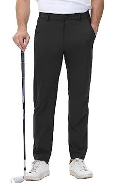 YSENTO Herren Golf Stretchhose Slim-Fit Leichte Elastische Taille Casual Sporthose Golfhose Lang mit Taschen(Schwarz,30) von YSENTO