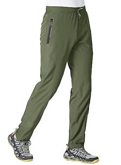 YSENTO Herren Laufhose, leicht, schnell trocknend, Stretch, Wanderhose, Reißverschlusstaschen - Grün - Groß von YSENTO