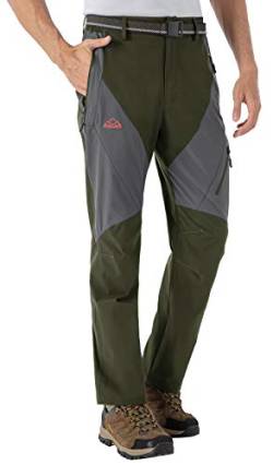 YSENTO Herren Outdoorhose Leichte Atmungsaktive Wasserdicht Schnelltrocknend Verschleißfest Wanderhose(Armeegrün,34) von YSENTO