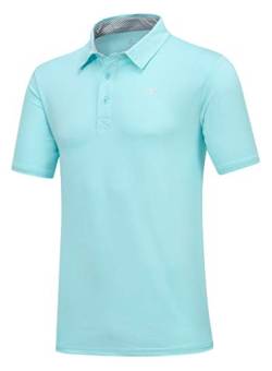 YSENTO Herren Poloshirt Casual Polohemd Regular Fit Basic Freizeit Einfarbig Kurzarm Tshirt Tops für Sport(Himmelblau,M) von YSENTO
