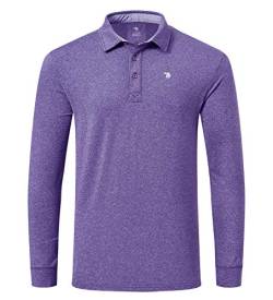 YSENTO Herren Poloshirt Langarm T-Shirt Warm Atmungsaktiv Outdoor Polohemd Golf Tennis Freizeit Polo Shirt(Lila,L) von YSENTO