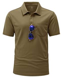 YSENTO Herren Poloshirts Kurzarm Polohemd T Shirts Golf Polo Slim Fit Tennis Polo T-Shirts mit Tasche(Braun,L) von YSENTO