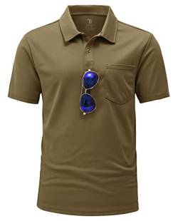 YSENTO Herren Poloshirts Kurzarm Polohemd T Shirts Golf Polo Slim Fit Tennis Polo T-Shirts mit Tasche(Braun,L1) von YSENTO