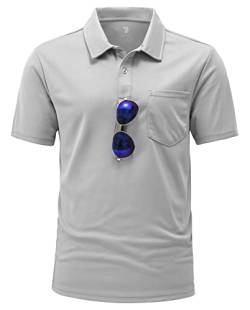 YSENTO Herren Poloshirts Kurzarm Polohemd T Shirts Golf Polo Slim Fit Tennis Polo T-Shirts mit Tasche(Hellgrau,M) von YSENTO