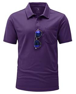 YSENTO Herren Poloshirts Kurzarm Polohemd T Shirts Golf Polo Slim Fit Tennis Polo T-Shirts mit Tasche(Lila,2XL) von YSENTO