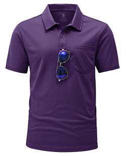YSENTO Herren Poloshirts Kurzarm Polohemd T Shirts Golf Polo Slim Fit Tennis Polo T-Shirts mit Tasche(Lila,L) von YSENTO