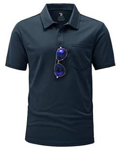 YSENTO Herren Poloshirts Kurzarm Polohemd T Shirts Golf Polo Slim Fit Tennis Polo T-Shirts mit Tasche(Marine,M) von YSENTO