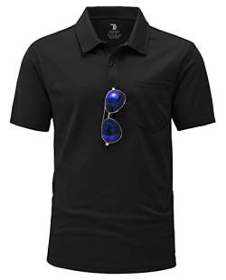 YSENTO Herren Poloshirts Kurzarm Polohemd T Shirts Golf Polo Slim Fit Tennis Polo T-Shirts mit Tasche(Schwarz,2XL) von YSENTO