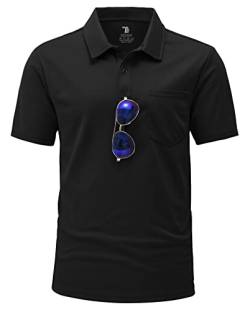 YSENTO Herren Poloshirts Kurzarm Polohemd T Shirts Golf Polo Slim Fit Tennis Polo T-Shirts mit Tasche(Schwarz,3XL) von YSENTO