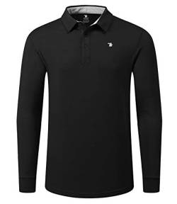 YSENTO Herren Poloshirts Langarm Atmungaktives Sport Schnelltrocknend Outdoor Freizeit Polohemd Golf Shirt mit Polokragen(Schwarz,XXL) von YSENTO