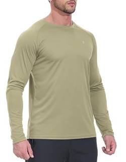 YSENTO Herren Rashguard UPF 50+ UV Schutz Shirt Schnell trocknen Leichter Sonnenschutz Langarm Funktions Schwimmshirt(Khaki,L) von YSENTO