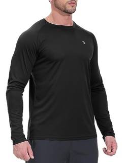 YSENTO Herren Rashguard UPF 50+ UV Schutz Shirt Schnell trocknen Leichter Sonnenschutz Langarm Funktions Schwimmshirt(Schwarz,3XL) von YSENTO