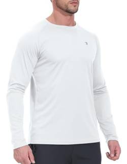 YSENTO Herren Rashguard UPF 50+ UV Schutz Shirt Schnell trocknen Leichter Sonnenschutz Langarm Funktions Schwimmshirt(Weiß,L) von YSENTO