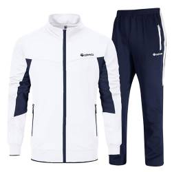 YSENTO Herren Trainingsanzüge 2 Stück Jogginganzüge Casual Sport Sweatsuits Trainingsanzüge Set, 2-weiß und blau, Large von YSENTO