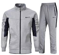 YSENTO Herren Trainingsanzüge Outfits Set 2 Stück Jogginganzüge Warm Up Sweatsuits Track Suits Sets, 1-grau, X-Large von YSENTO