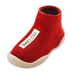 YSSH Lauflernschuhe Babyschuhe Mädchen Krabbelschuhe Bodensocken Atmungsaktive Kleinkind Schuhe Kinder Jungen Weiche Sohle Slip-on Turnschuhe, Rot, 23 EU von YSSH